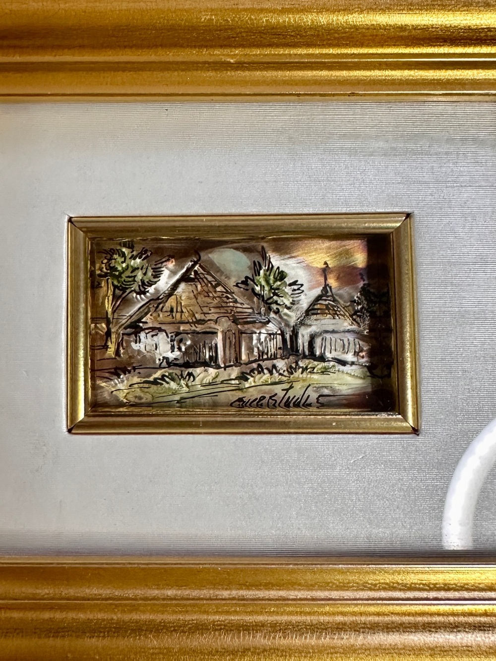 Vintage Erre 2 Studio Italy 925 Sterling Silver Framed Landscape Art